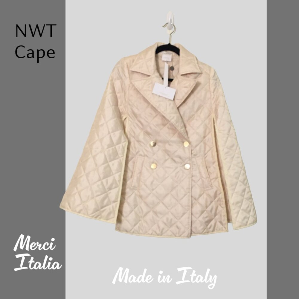 NWT New NEUTRAL Quilted Cape by Merci Italia